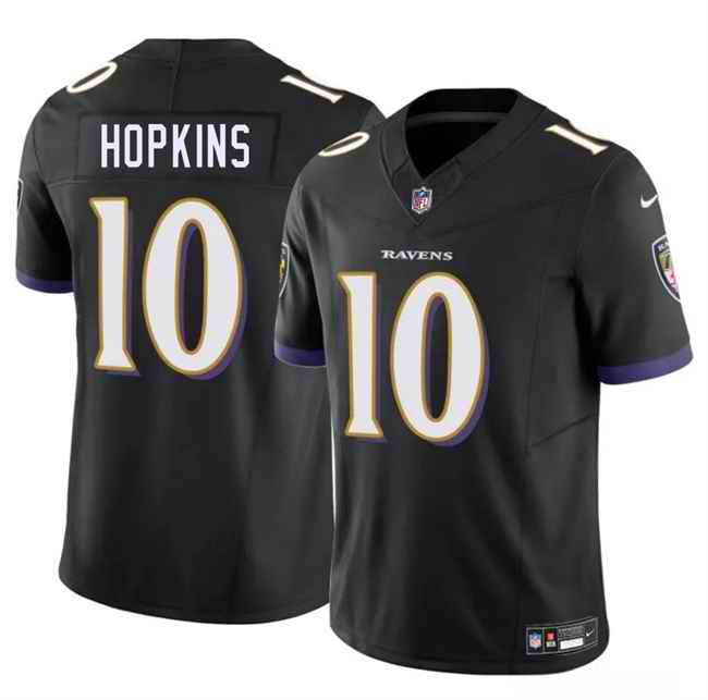 Men's Baltimore Ravens #10 DeAndre Hopkins Black 2025 F.U.S.E Vapor Limited Football Jersey
